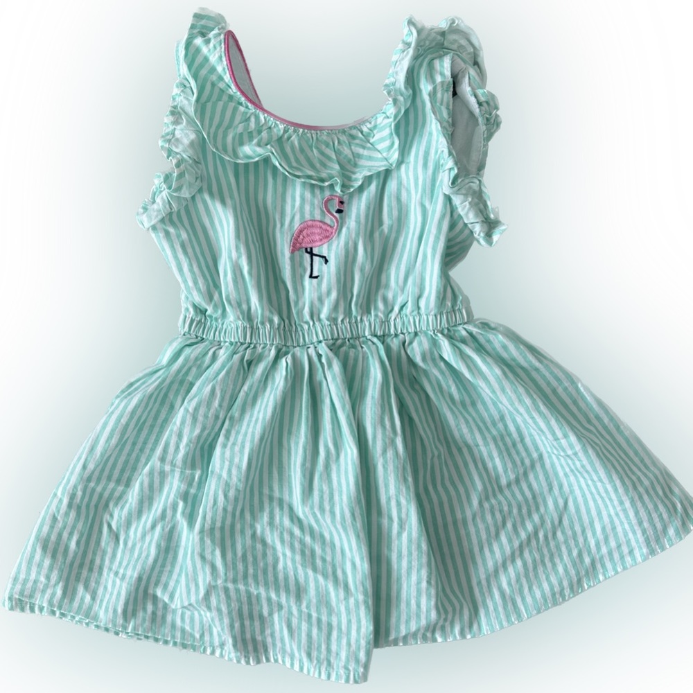 Crown & Ivy baby girls striped flamingo dress with bloomers
